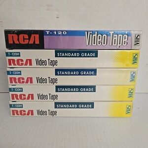 Lot of 5 RCA T-120H VHS Tapes 6 Hour‎ Blank Recordable - Good Condition